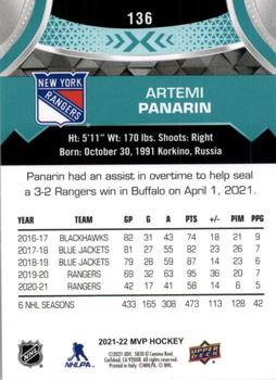 2021-22 Upper Deck MVP #136 Artemi Panarin Back
