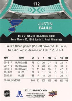 2021-22 Upper Deck MVP #172 Justin Faulk Back
