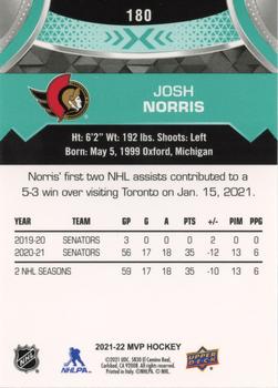 2021-22 Upper Deck MVP #180 Josh Norris Back
