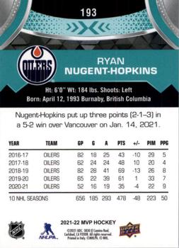 2021-22 Upper Deck MVP #193 Ryan Nugent-Hopkins Back
