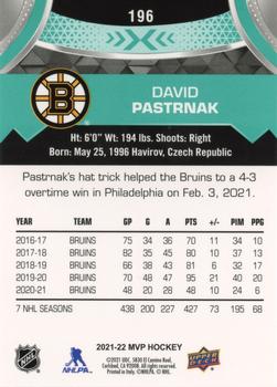 2021-22 Upper Deck MVP #196 David Pastrnak Back