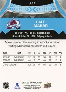 2021-22 Upper Deck MVP #208 Cale Makar Back