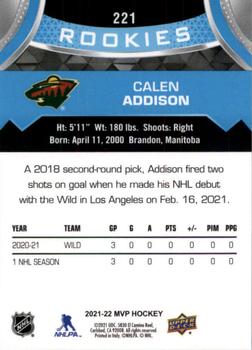 2021-22 Upper Deck MVP #221 Calen Addison Back