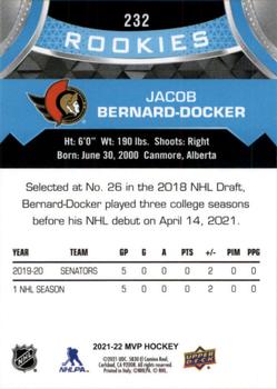 2021-22 Upper Deck MVP #232 Jacob Bernard-Docker Back