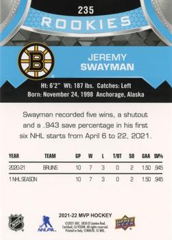 2021-22 Upper Deck MVP #235 Jeremy Swayman Back