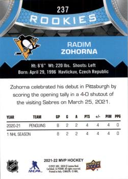 2021-22 Upper Deck MVP #237 Radim Zohorna Back
