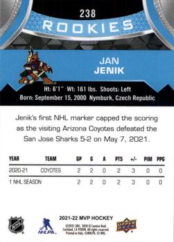 2021-22 Upper Deck MVP #238 Jan Jenik Back