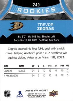2021-22 Upper Deck MVP #249 Trevor Zegras Back
