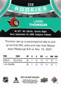 2021-22 Upper Deck MVP #258 Lassi Thomson Back