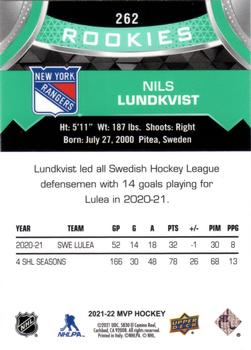 2021-22 Upper Deck MVP #262 Nils Lundkvist Back