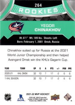 2021-22 Upper Deck MVP #264 Yegor Chinakhov Back