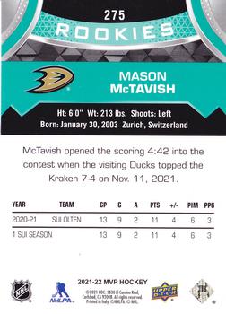 2021-22 Upper Deck MVP #275 Mason McTavish Back