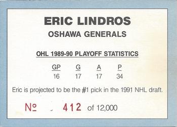 1990-91 Eric Lindros Oshawa Generals (unlicensed) #NNO Eric Lindros Back