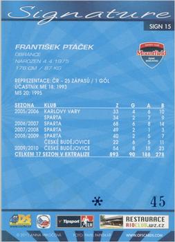2011 Czech OFS premium - Signature Blue #15 Frantisek Ptacek Back