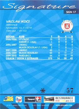 2011 Czech OFS premium - Signature Red #17 Vaclav Koci Back