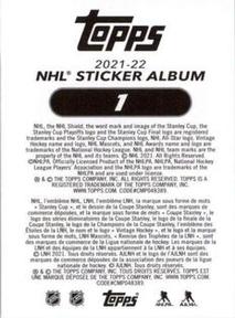 2021-22 Topps NHL Sticker Collection #1 First Round Colorado Avalanche Back