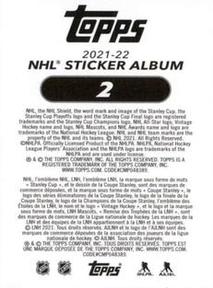 2021-22 Topps NHL Sticker Collection #2 First Round Vegas Golden Knights Back