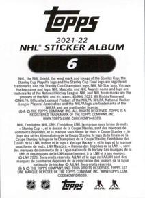 2021-22 Topps NHL Sticker Collection #6 First Round Boston Bruins Back