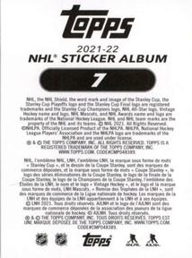 2021-22 Topps NHL Sticker Collection #7 First Round Carolina Hurricanes Back