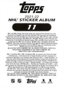 2021-22 Topps NHL Sticker Collection #11 Second Round New York Islanders Back