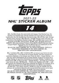 2021-22 Topps NHL Sticker Collection #14 Stanley Cup Semifinals Tampa Bay Lightning Back