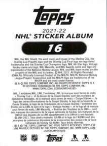 2021-22 Topps NHL Sticker Collection #16 Game 2 Back