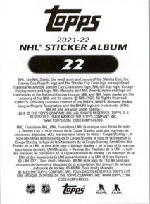 2021-22 Topps NHL Sticker Collection #22 Stanley Cup Celebration Back