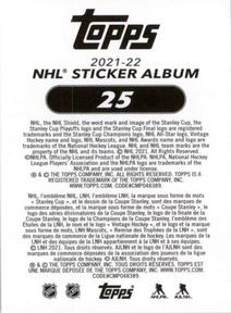 2021-22 Topps NHL Sticker Collection #25 Stanley Cup Celebration Back