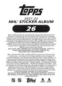 2021-22 Topps NHL Sticker Collection #26 Stanley Cup Celebration Back