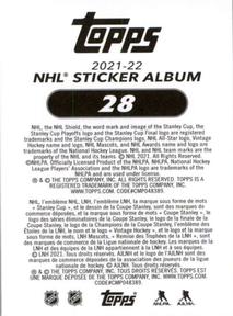 2021-22 Topps NHL Sticker Collection #28 Stanley Cup Team on Ice Back