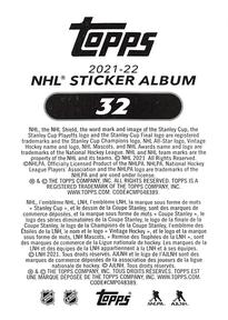 2021-22 Topps NHL Sticker Collection #32 Stanley Cup Team on Ice Back