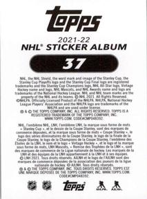 2021-22 Topps NHL Sticker Collection #37 Ted Lindsay Award Connor McDavid Back