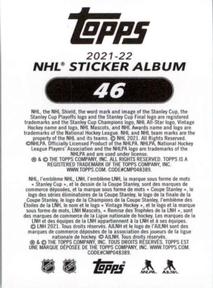 2021-22 Topps NHL Sticker Collection #46 Stanley Cup Back