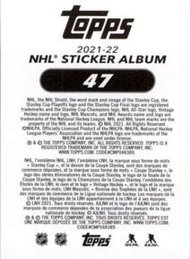 2021-22 Topps NHL Sticker Collection #47 Stanley Cup Back