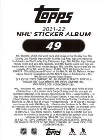 2021-22 Topps NHL Sticker Collection #49 2020/21 Team Highlights Back