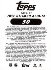 2021-22 Topps NHL Sticker Collection #50 Wild Wing Back