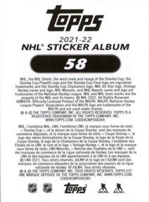 2021-22 Topps NHL Sticker Collection #58 Cam Fowler Back