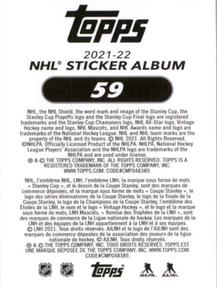 2021-22 Topps NHL Sticker Collection #59 Hampus Lindholm Back
