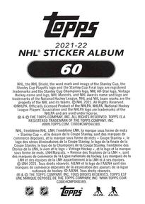 2021-22 Topps NHL Sticker Collection #60 Sam Steel Back