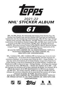 2021-22 Topps NHL Sticker Collection #61 Max Comtois Back