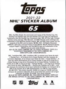 2021-22 Topps NHL Sticker Collection #65 Arizona Coyotes Logo Back
