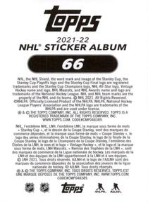 2021-22 Topps NHL Sticker Collection #66 2020/21 Team Highlights Back