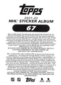 2021-22 Topps NHL Sticker Collection #67 Howler Back