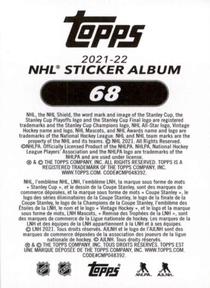 2021-22 Topps NHL Sticker Collection #68 Jakob Chychrun Back