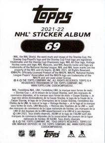2021-22 Topps NHL Sticker Collection #69 Phil Kessel Back