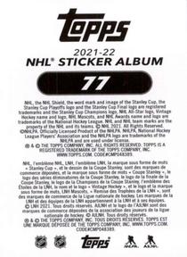 2021-22 Topps NHL Sticker Collection #77 Conor Timmins Back