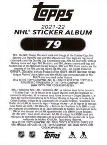 2021-22 Topps NHL Sticker Collection #79 Johan Larsson Back