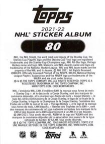2021-22 Topps NHL Sticker Collection #80 Barrett Hayton Back