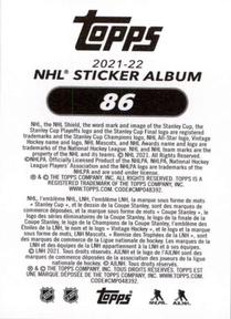 2021-22 Topps NHL Sticker Collection #86 Patrice Bergeron Back