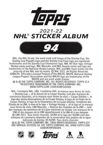 2021-22 Topps NHL Sticker Collection #94 Jake DeBrusk Back